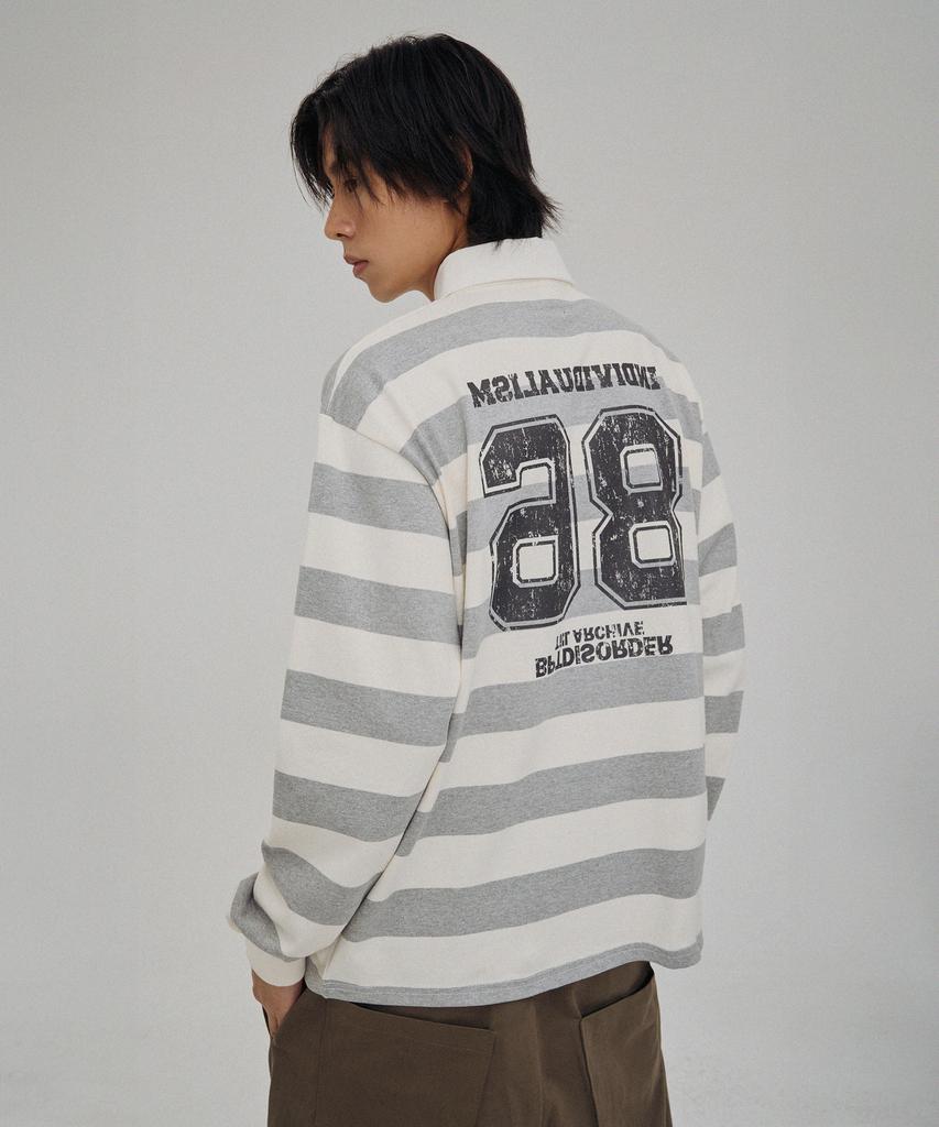 Bipitudiseuodeo 98 Striped Rugby Long Sleeve Shirt Grey