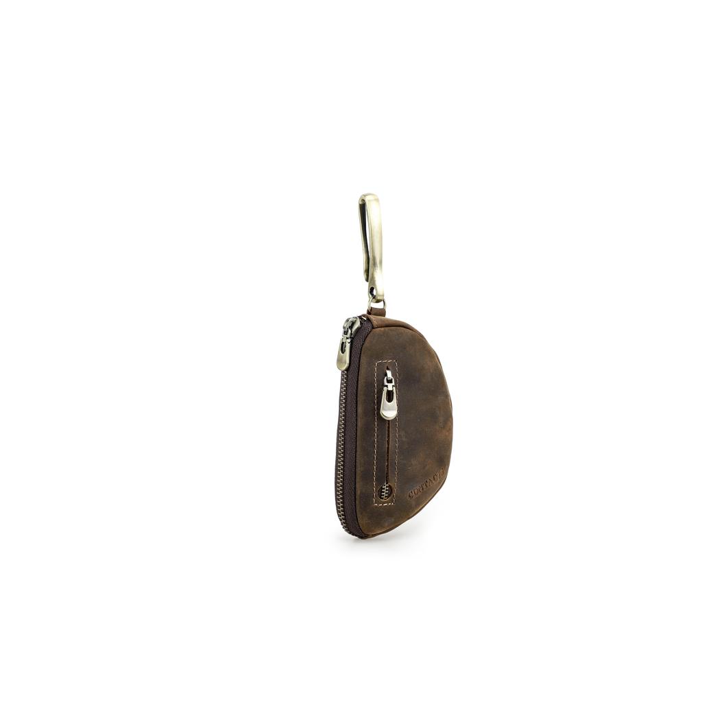 Contact's Handmade Leather Key Pouch Anti-lost Vintage Crazy Horse Leather Key Wallet With Airtag Slot Small Pouch for Keys Coin