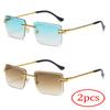 2pcs Retro Metal Twisted Legs Summer Colorful Street Sunglasses Borderless Hollow Square Edge Sunglasses