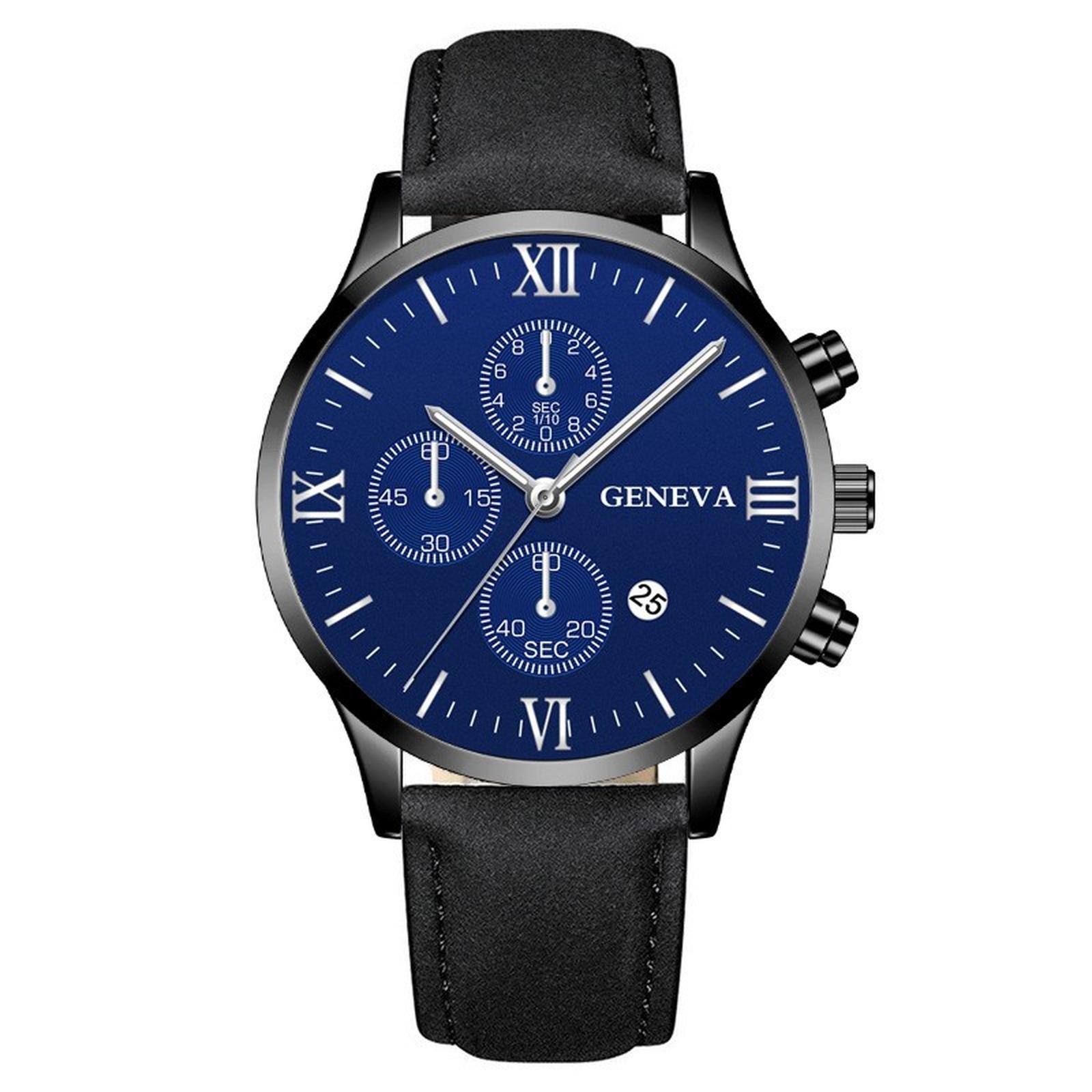 

Мужские кожаные деловые модные часы с ремешком для подарков One Size