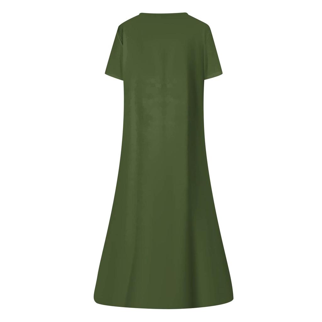 Women's Summer  Printed V-Neck Short-Sleeve Swing Dress