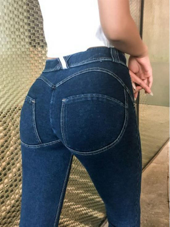 Jeansy Denimowe Peach Lift z Niskim Stanem dla Kobiet - Seksowne Spodnie Fitness z Trendu TikTok