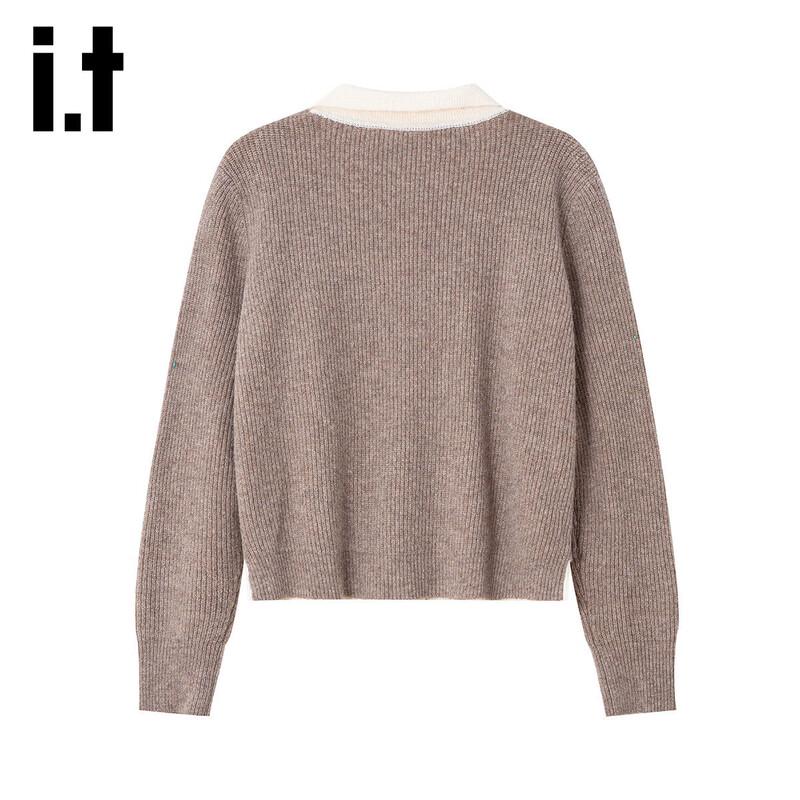 Izzue IT Women's Faux Two-Piece Lapel Knit Cardigan