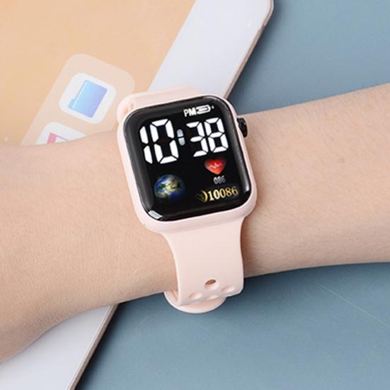 LED-Elektronikuhr, wasserdicht, verstellbar, weiches Silikonarmband, quadratisches Erdzifferblatt, für Kinder, Studenten, Freizeitsport, digitale Armbanduhr, Geburtstagsgeschenk