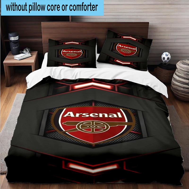 Set Biancheria da Letto Stampato con Stemma Arsenal Football Club 3 Pezzi Chiusura con Zip Include 1 Copripiumino & 2 Federe Set Biancheria da Letto Arredamento Casa Regali