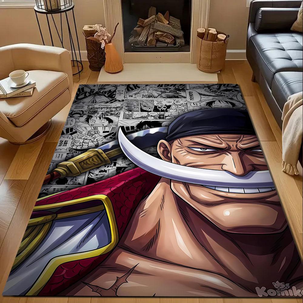 Pirate Warrior with Manga Background Patterned Carpet, Non Slip Mat Suitable for Living Room and Bedroom Sofas