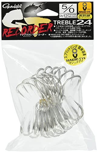 

Gamakatsu 67064 Triple Hook Treble 24 GT Recorder No. 4/0, 12 Pieces, Silver