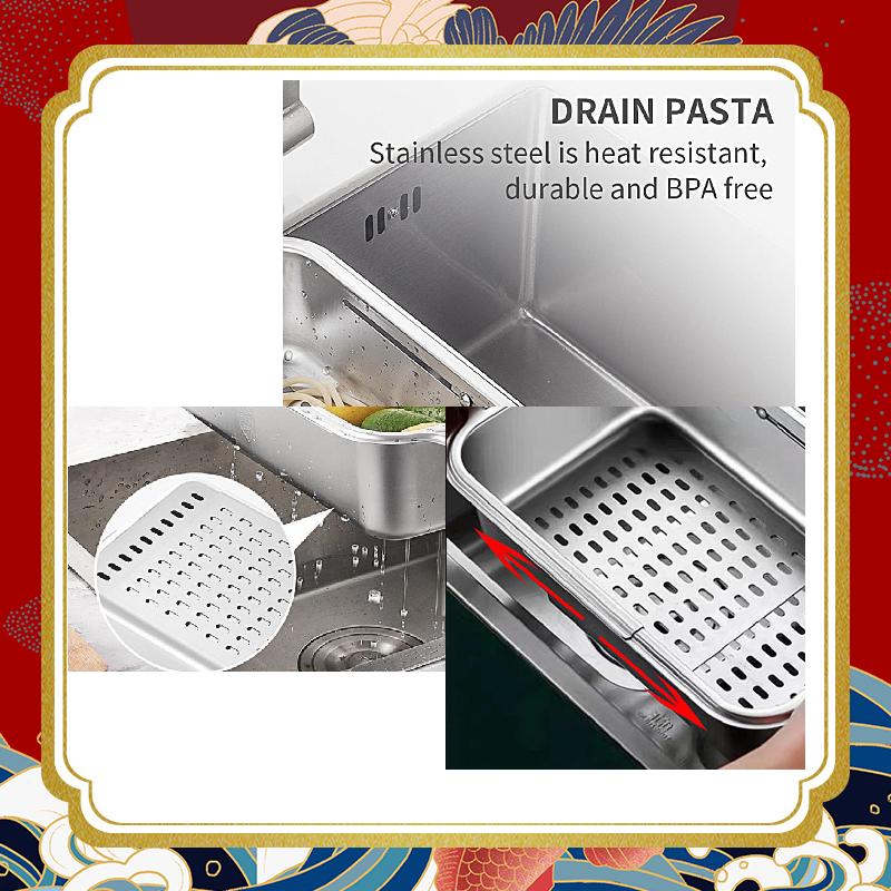 

Расширяемый дуршлаг для раковины, корзина-сито, мыть, сливать, сушить посуду, овощи, пасту, кухонная утварь, сушилка, инструмент, домашняя необходимость CN