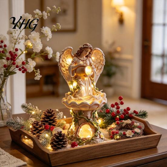 Atmospheric Landscape Lighting Decorative Angel Garden Light, Resin Statue with LED Light for Outdoor Waterproof Yard Art Decor Patio Porch