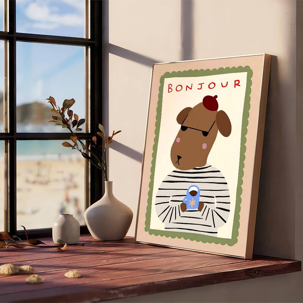 Bohemian Sun Moon Animal Cartoon Illustration Classic Vintage Posters Whitepaper Prints Posters Artwork Kawaii Room Decor