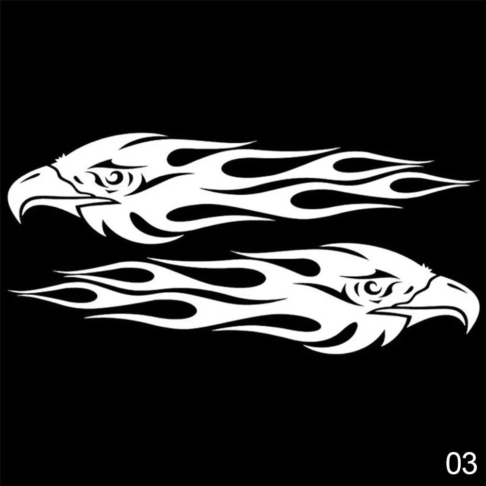 

Пользовательские автомобильные наклейки DIY Kit Eagle Flame Pattern Светоотражающий скутер Крутая наклейка Логотип Светоотражающий стиль 2 шт. белый