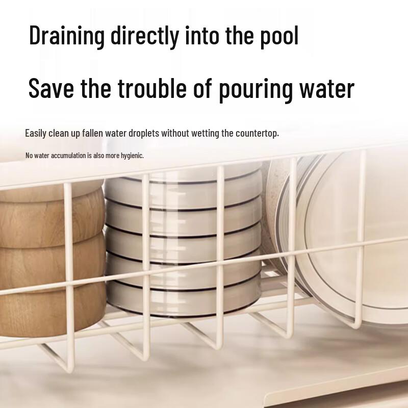 Beifu Compact Countertop Dish Drying Rack with Utensil Holders, White