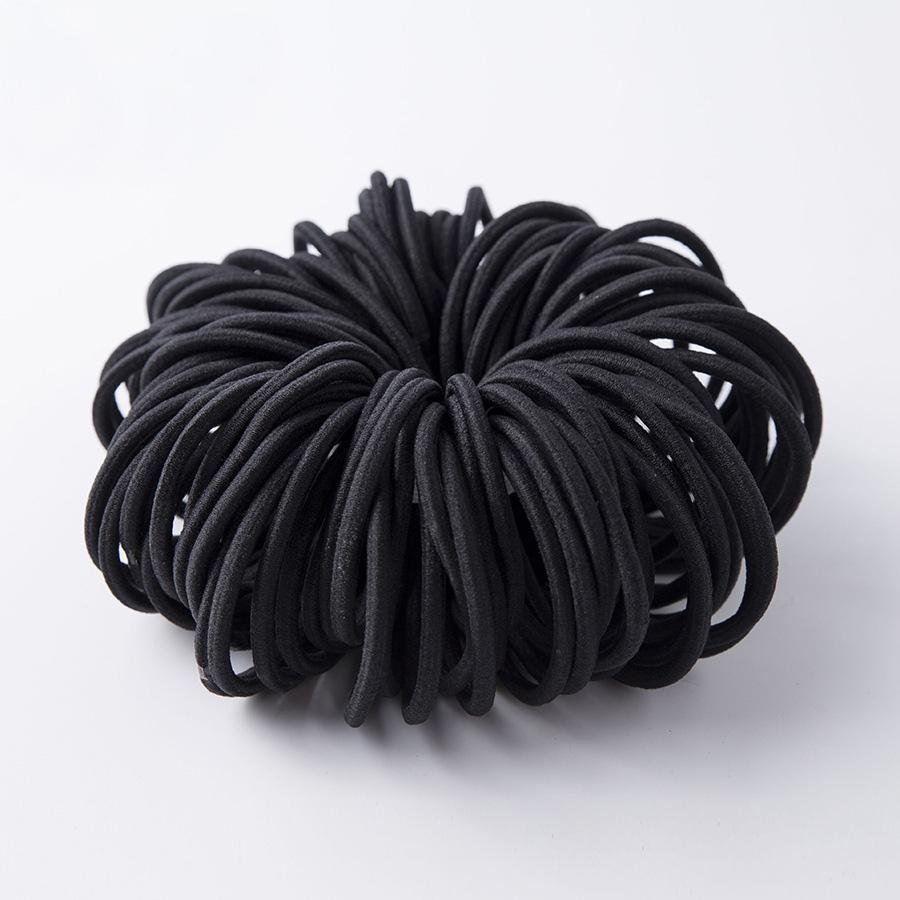 100PCS/Bag 4mm Black Seamless Elastic Hair Bands Base Ponytail Holders Rope Top Elasticity Hair Ties for DIY Hair Accessories