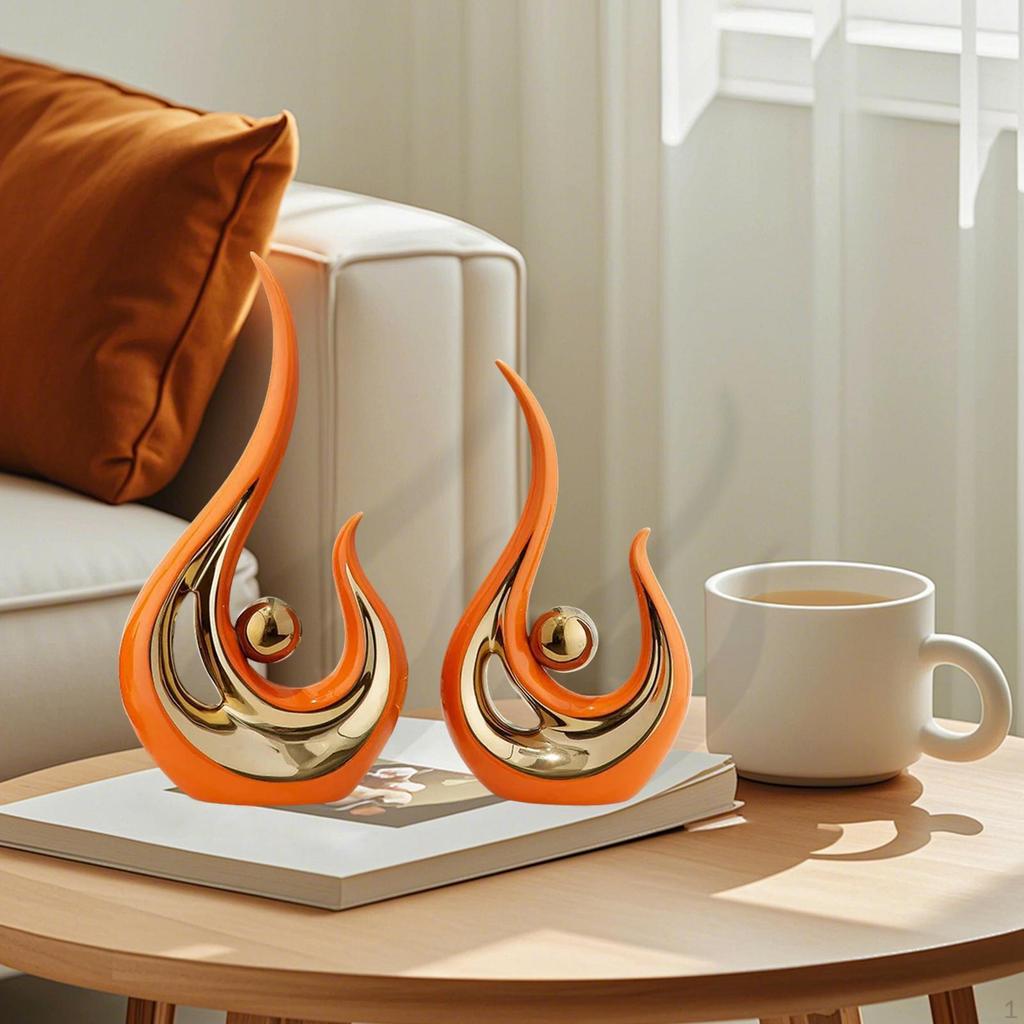 2 Pieces Abstract Art Statue Artwork Fine Workmanship Home Decoration Resin Figurine Modern