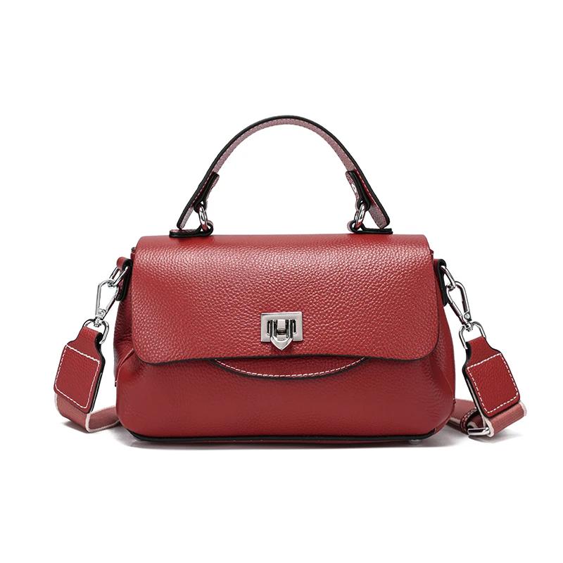 2026 New Women s Genuine Leather Handbag Head Layer Cowhide Multi Compartment Pocket Crossbody Bag Luxury Stylish Shoulder Bag 26x11x14cm бордовый