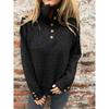 New Women's Autumn Winter Solid Color Casual Turtleneck Loose Knitted Button Pullover Sweater