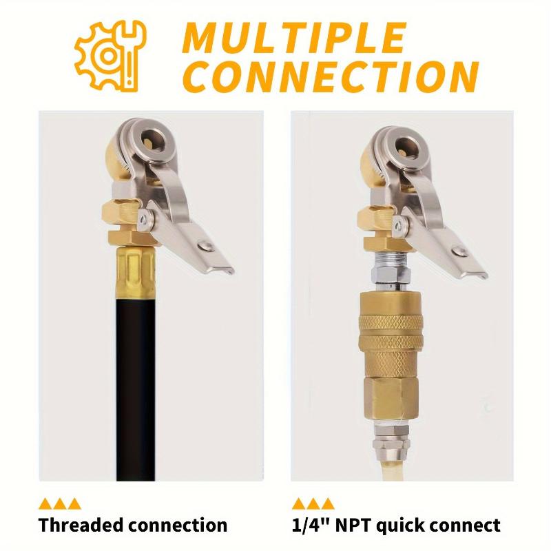 Heavy Duty Brass Tire Valve Clip Air Chuck Quick Connect Inflation Nozzle For Car Truck Tire Inflator Tool