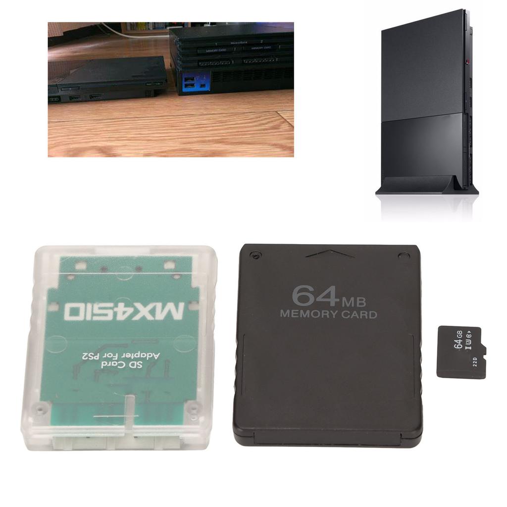 Memory Card Reader Stable Replacement Memory Card Adapter with 64G Memory Card and FMCB 64MB Game Card for