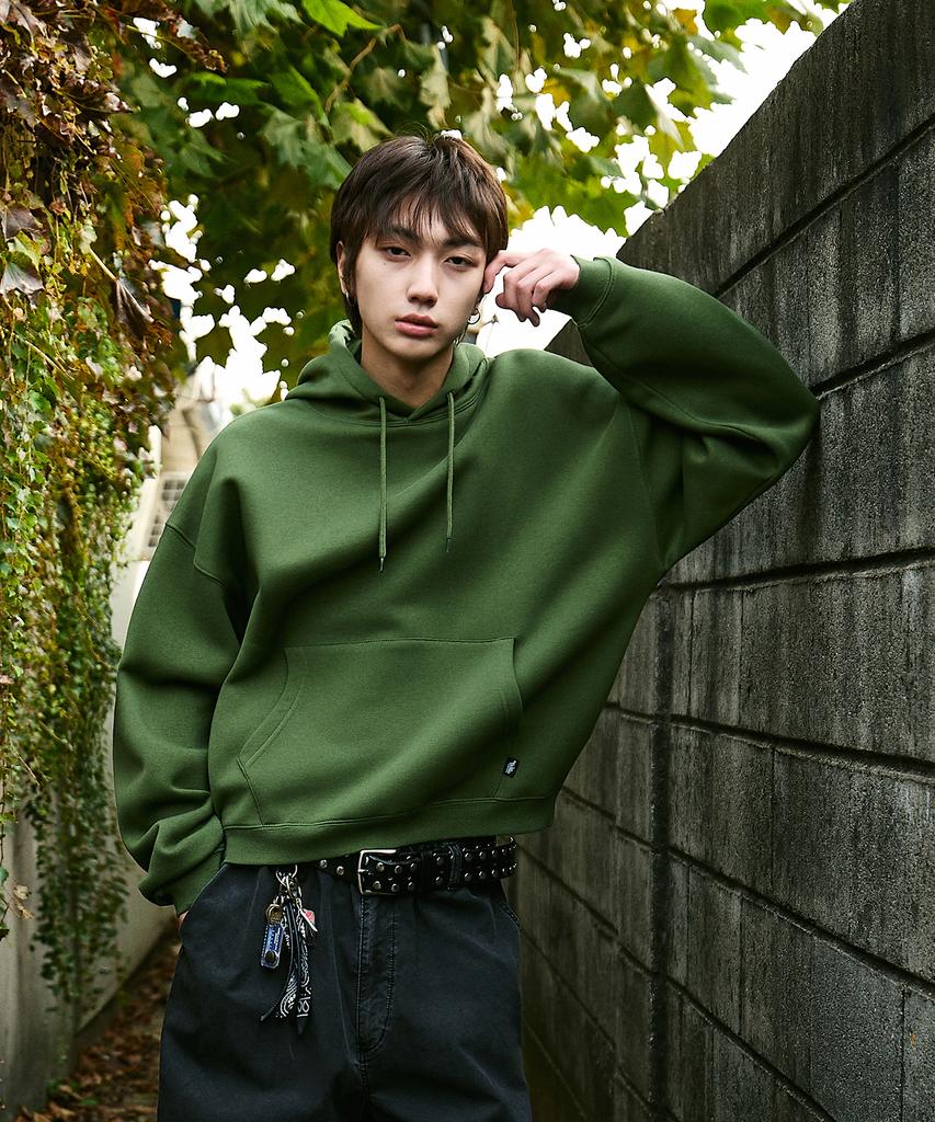 Urban Straight Crop Hoodie Khaki Fht900C