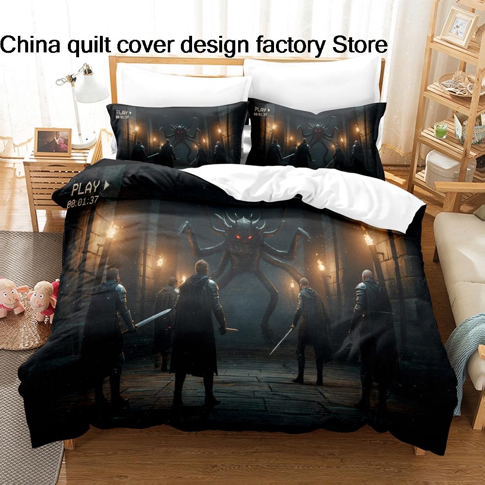 3D Print Terror of Orion Space Monster Bedding Set 3Pcs Sci Fi Alien Duvet Cover Set with Pillowcases for Men Bedroom Decor
