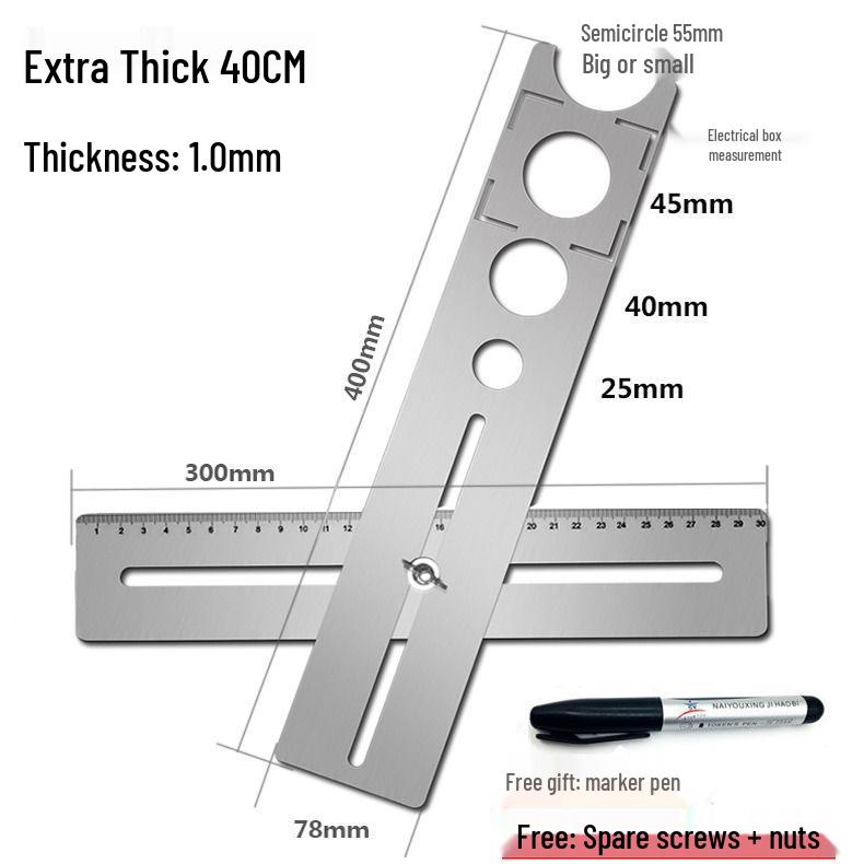 Adjustable Multifunctional Tile Hole Punch and Positioning Ruler