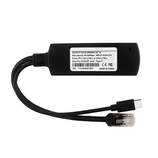 Yousheng Gigabit POE Splitter 5V 3A Type-C RJ45 IEEE802.3af/at Compliant 10/100/1000Mbps Power Over Ethernet Splitter Adapter for Security Camera CCTV