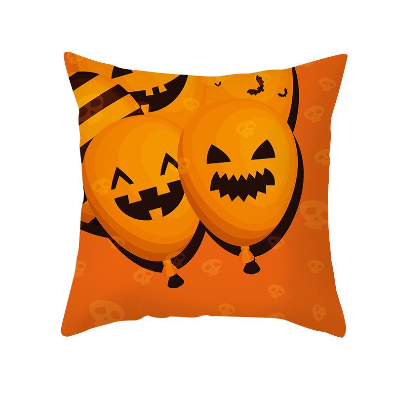 Halloween Pillow Cover New Product Cartoon Pumpkin Castle Print Peach Skin Cushion Cover Pillow Cover