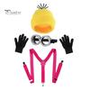 Themed Costume Full Set Knit Hat Set, Retro Round Glasses Suspenders Gloves, Halloween Party Holiday Masquerade Dress Up Cosplay Accessories