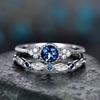 Retro Simple Emerald Sapphire Ring Set Women's Fashion Jewelry Zircon Ring
