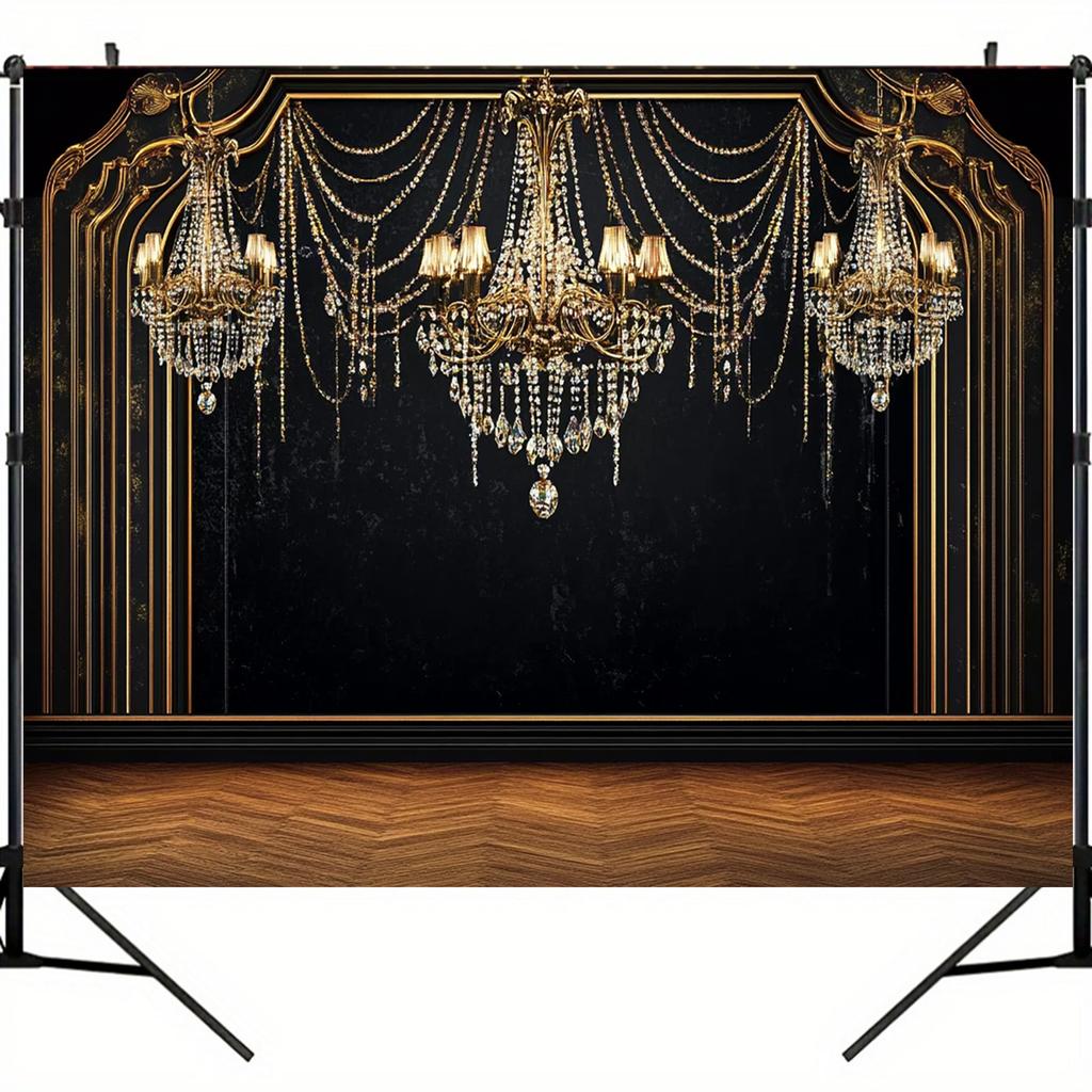 1 Retro 1920s David Gatsby Party Background, 1920s-style Party Placard, Elegant Chandelier Design