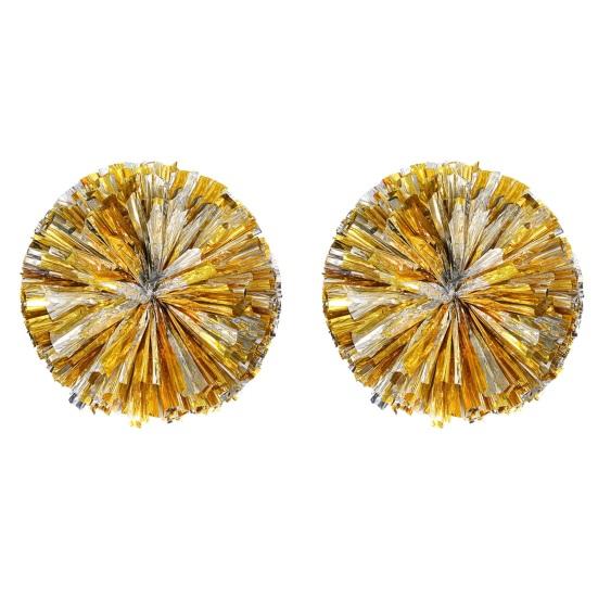 

2 шт. Помпоны Черлидера Металлические Голографические Помпоны Черлидера с Кольцом-Ручкой для Спортивной Командной Души Вечеринки Команды Танцевальных Тренировок 2pcs