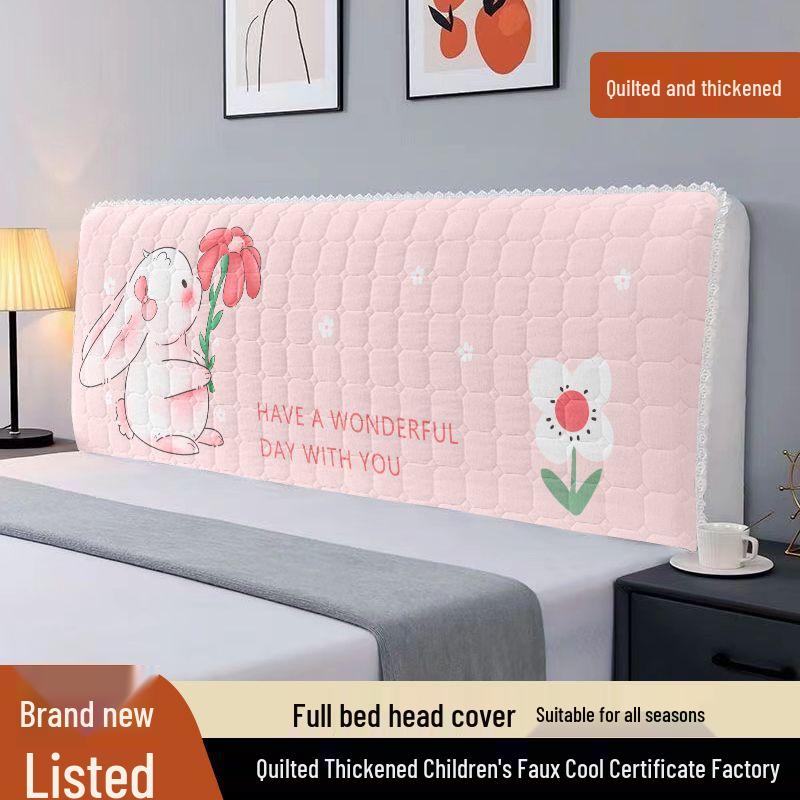 European-Style Quilted Headboard Dust Cover: Thickened Soft Upholstery, Solid Wood Compatible, Full Coverage Protection.