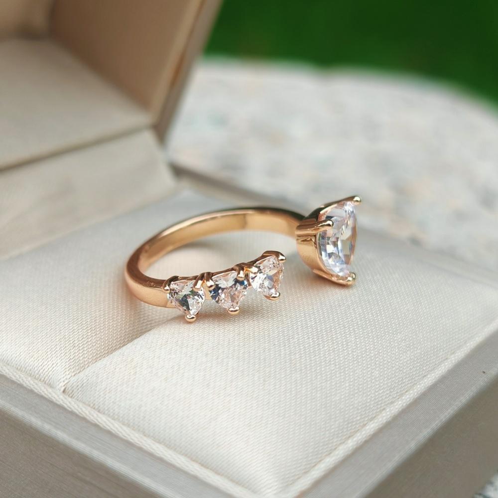 1 Piece Fashion Colorful Zircon Heart Shape Opening Adjustable Rings for Women Stackable Ring Jewelry Wedding Party Accessories