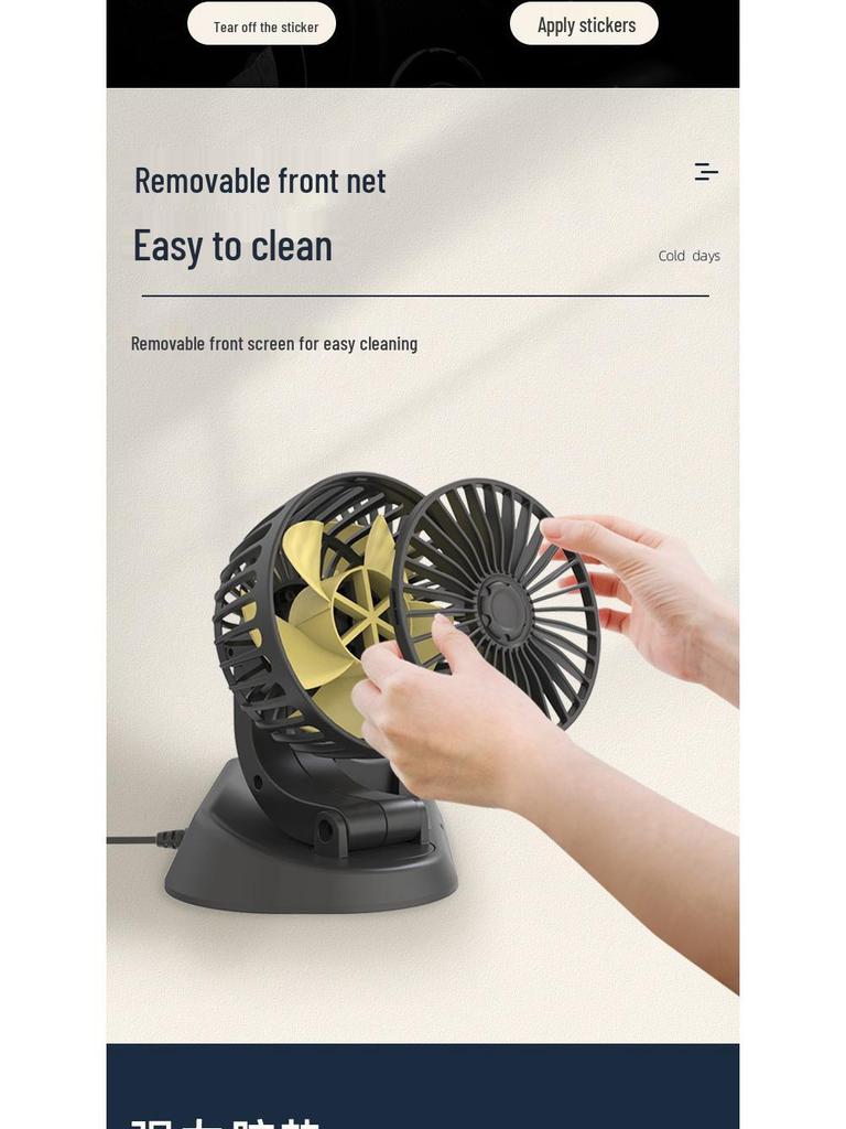 USB Double Head Car Fan - Instant Cooling for Various Vehicles - 12V/24V