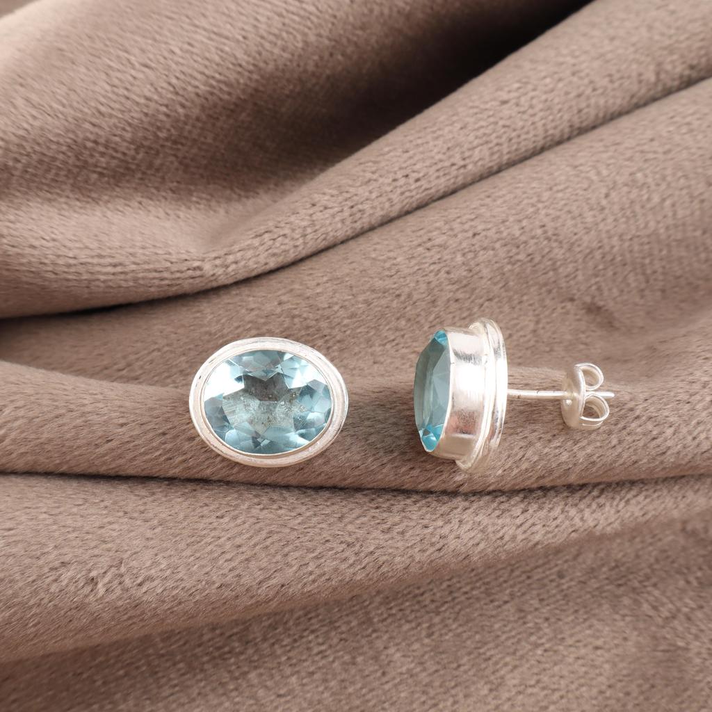 Sky Blue Topaz Gemstone Earrings, Handmade Gorgeous Jewelry, 925 Sterling Silver Jewelry, Everyday Earrings For Wedding Gift