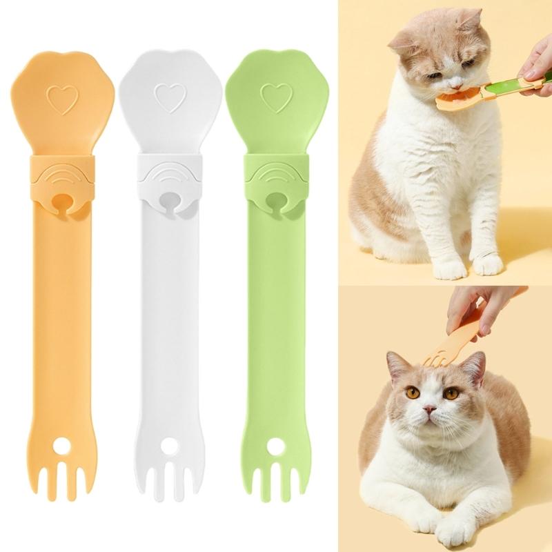 3PCS Cats Treat Strips Squeezer Feeders Spoon Cats Food Dispenser Feeding Supply