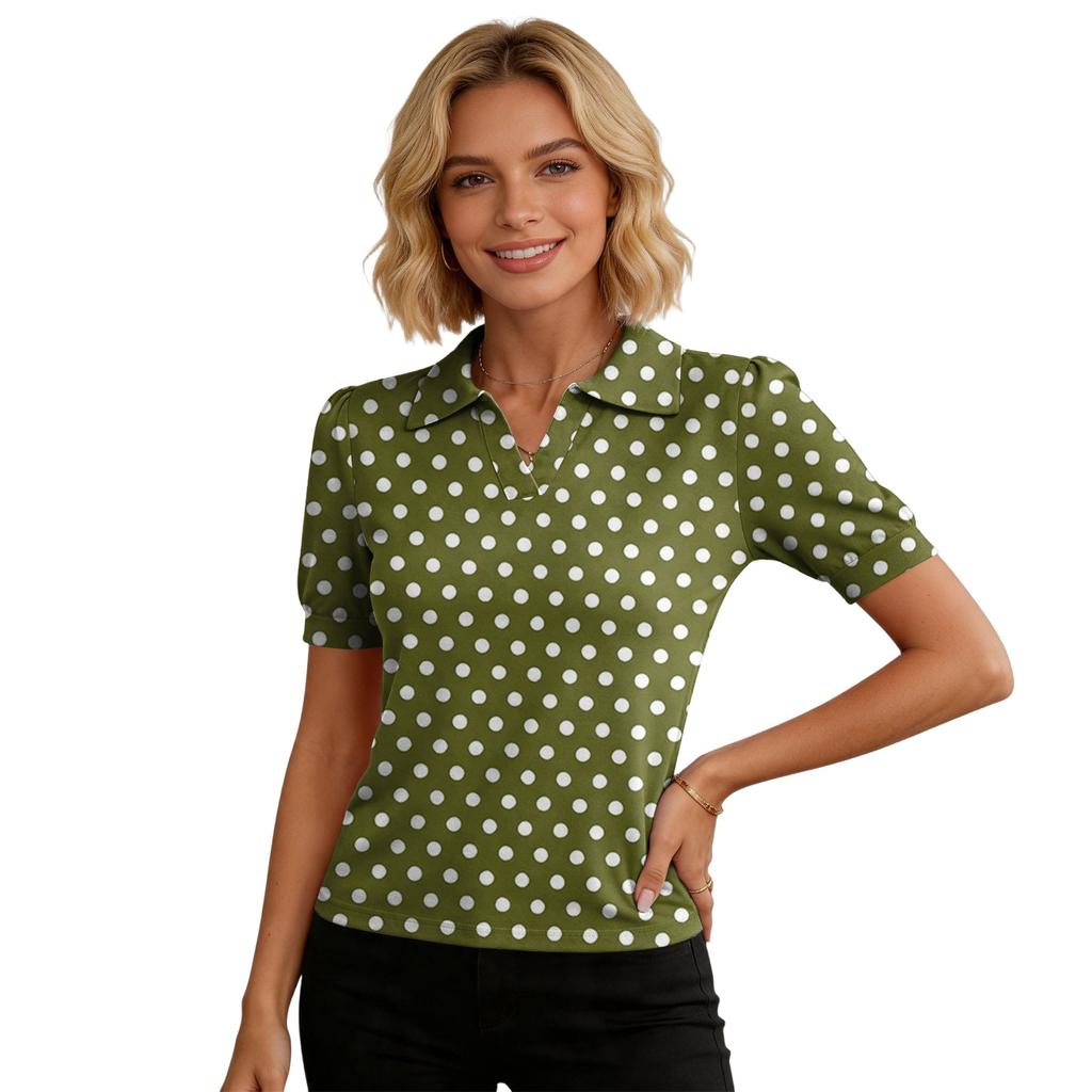 Short Sleeve Blouses for Women Classic Polka Dot Design Comfortable Fit Women's Short Sleeve Tops for Everyday Wear Womens Short Sleeve Blouses