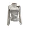 Korean Style Off-Shoulder Bow Slim Fit Long-Sleeve Women's Top