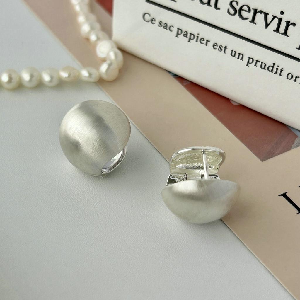 Textured Classic Korean Smooth Gold Half Circle Earrings Women For