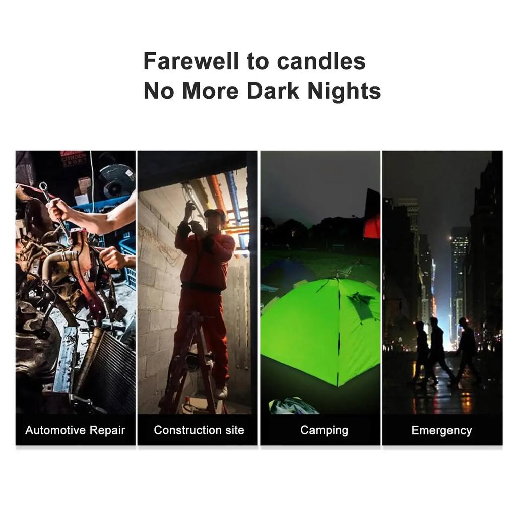 Portable Magnetic Auto Repair Work Light USB Rechargeable LED Flashlight With Magnet Hook For Car Repair Fishing Emergencies