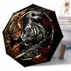 Yin Yang tiger himmelsk konst Utomhus Automatiskt Paraply Infällbar Design med 8 Ribbor Hållbarhet Lättvikt Perfekt Gåva för Vänner Familj