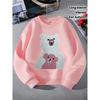 Girls' Crewneck Sweatshirt - Bear And Cub Pattern Print Machine Washable, Spring And Autumn, Sportswear And Casual Wear