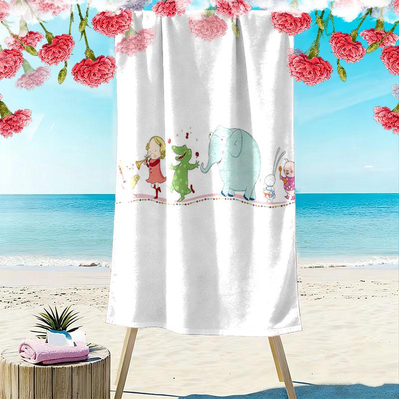 Tilly Friends Joy Print Beach Towel, Large Soft Quick Dry Towel for Beach Camping Swimming