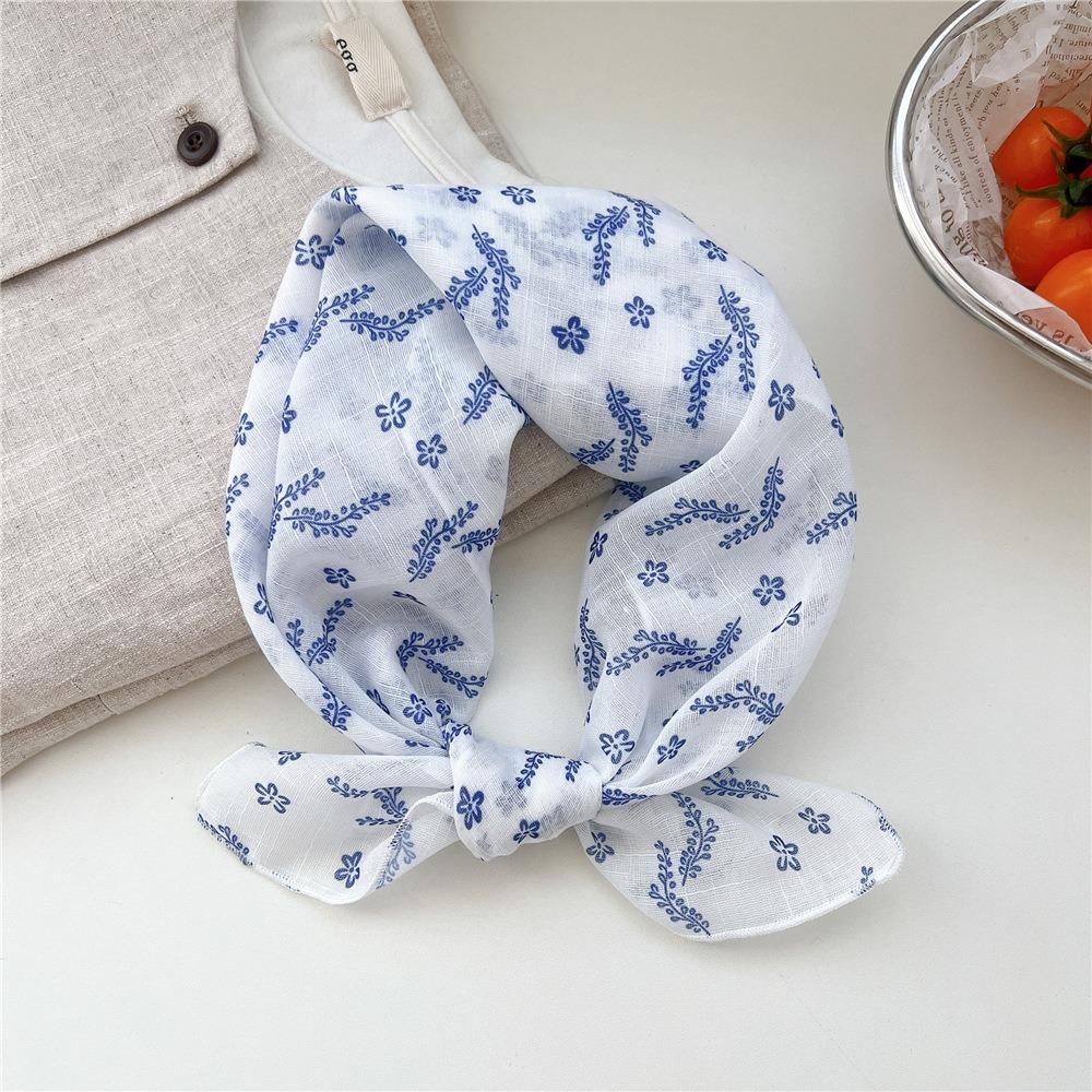 Cashew Small Square Scarf Floral Square Handkerchief Simple Printed Silk Scarf  Vacation
