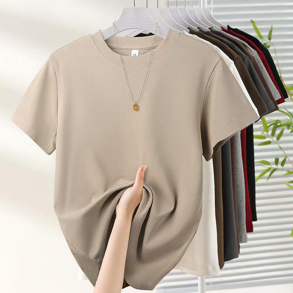 Women's Slim Fit Pure Cotton White Short-Sleeve T-Shirt - Round Neck, Versatile Basic Summer Top