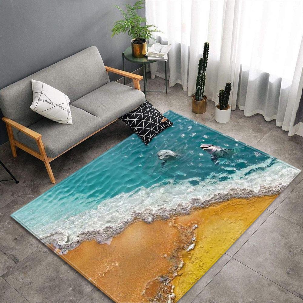 3D Beach Sea Carpets Home Decor Pebble Lotus Pond Living Room Area Rug Bedroom Rug for Boys Floor Mat Soft Kitchen Rug Doormat