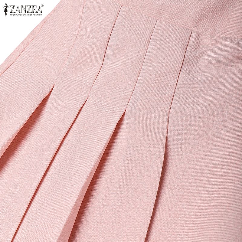 ZANZEA Completo estivo due pezzi da donna con blusa a maniche corte e gonna midi