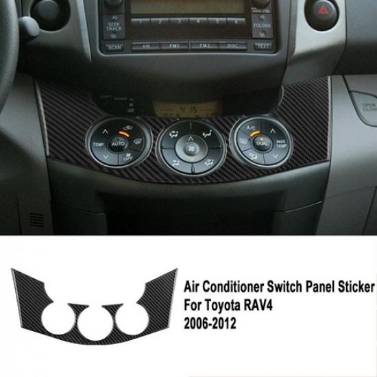Bright Carbon Fiber Car Central AC Button Frame Cover For Toyota RAV4 2006-2012