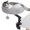 Cat Desk Bed, 360 Rotating, Height Adjustable, Washable, Toy Ball, 35 x 35 x 48 cm, Grey