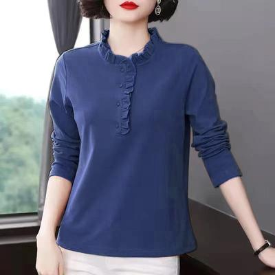 Office Lady Einfarbig Rüschen Patchwork Hemd Frühling Herbst Langarm Damenbekleidung Allround-Mode Knopf Locker Bluse